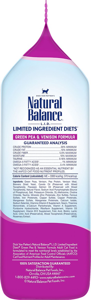 slide 6 of 6, Natural Balance L.I.D. Limited Ingredients Diet Grain Free Green Pea & Venison Formula Cat Food 4.5 lb, 4.5 lb