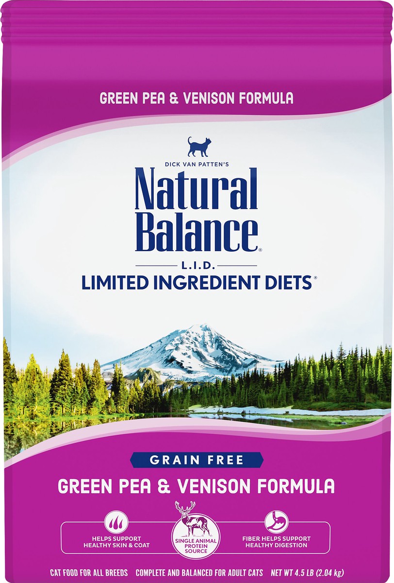 slide 4 of 6, Natural Balance L.I.D. Limited Ingredients Diet Grain Free Green Pea & Venison Formula Cat Food 4.5 lb, 4.5 lb