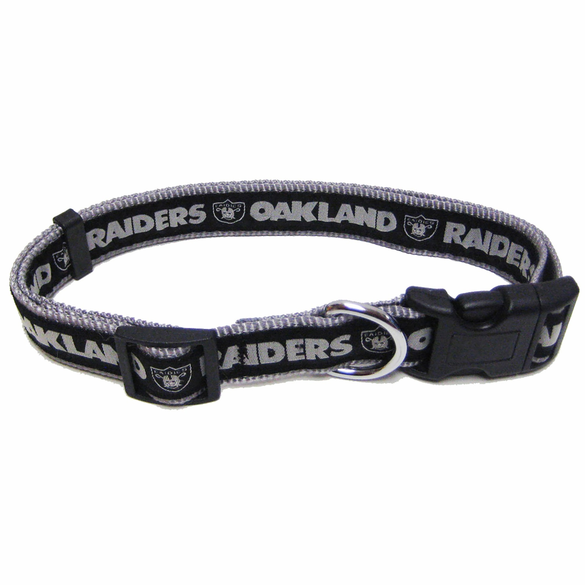 slide 1 of 1, Pets First Oakland Raiders NFL Dog Collar, MED