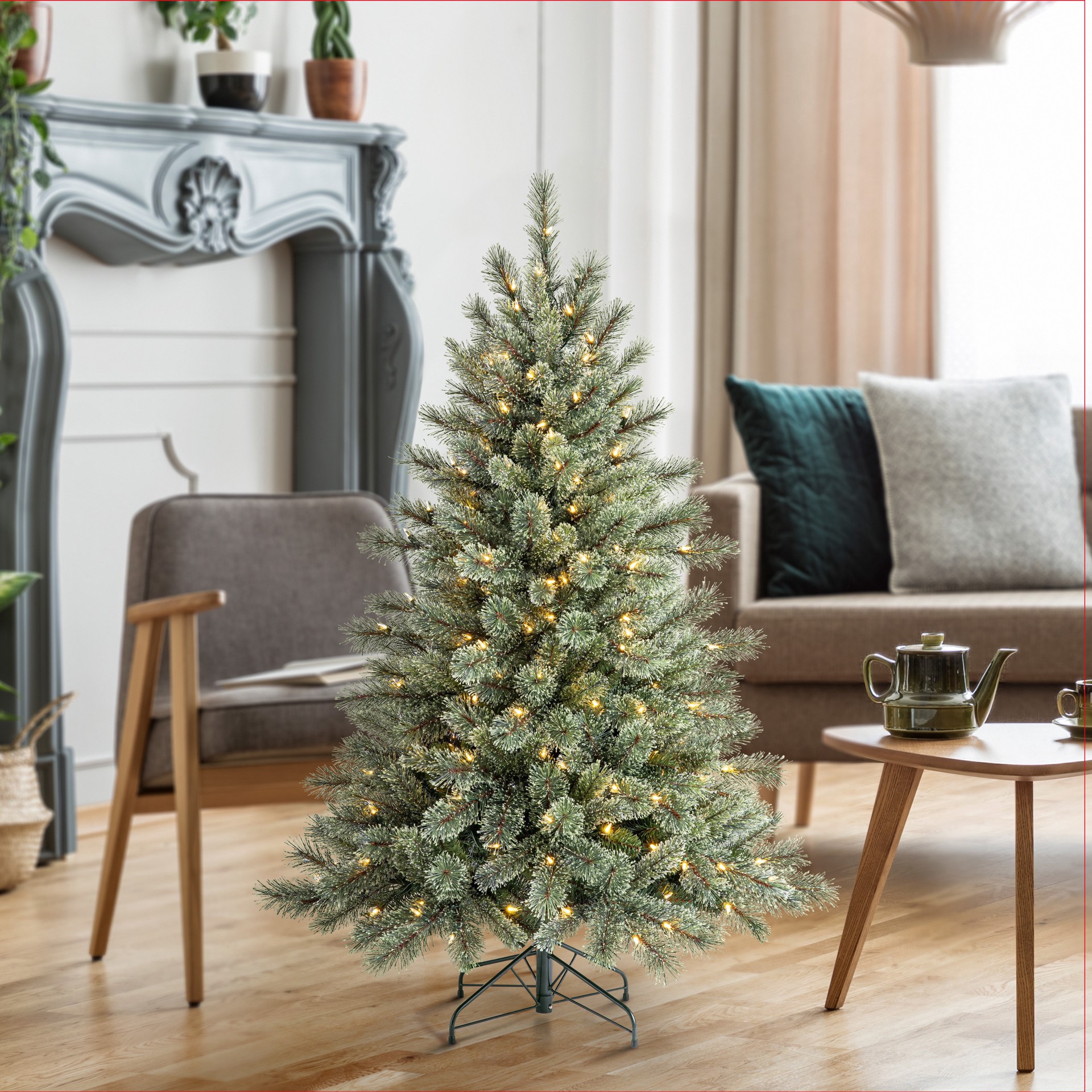 slide 2 of 10, 5ft. Pre-Lit Bowen Pine Artificial Christmas Tree, Warm White Led Lights By Ashland, 5 ft