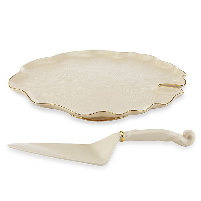 slide 1 of 1, Lenox Eternal Leaf Cake Plate and Server, 1 ct