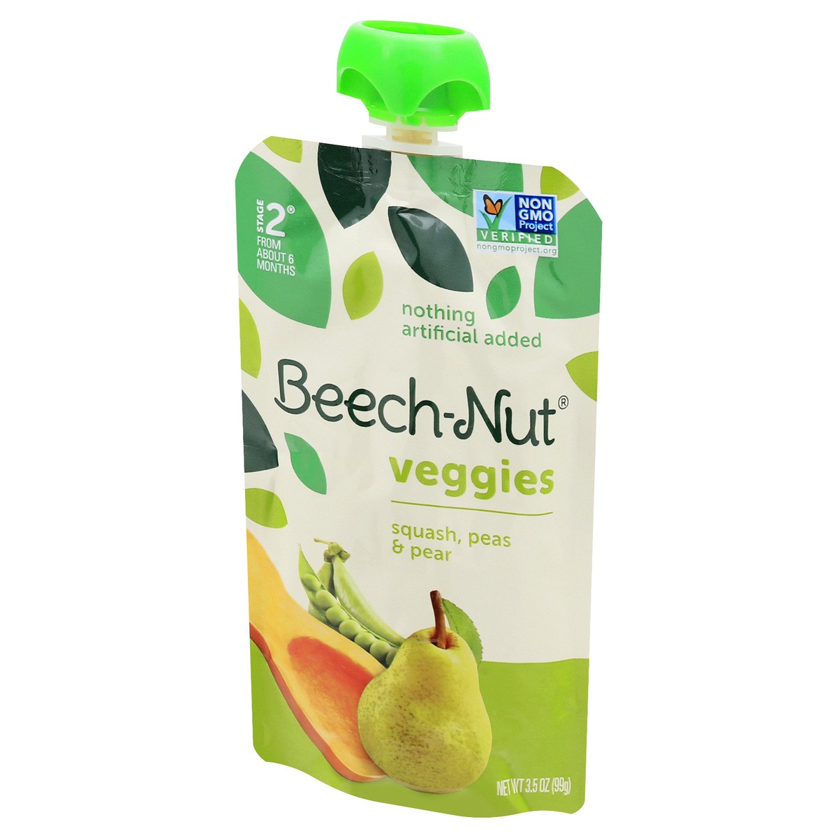 slide 3 of 10, Beech-Nut Veggies On-The-Go Pouches Squash Peas Pears Blend Stage 2 Baby Food, 3.5 oz