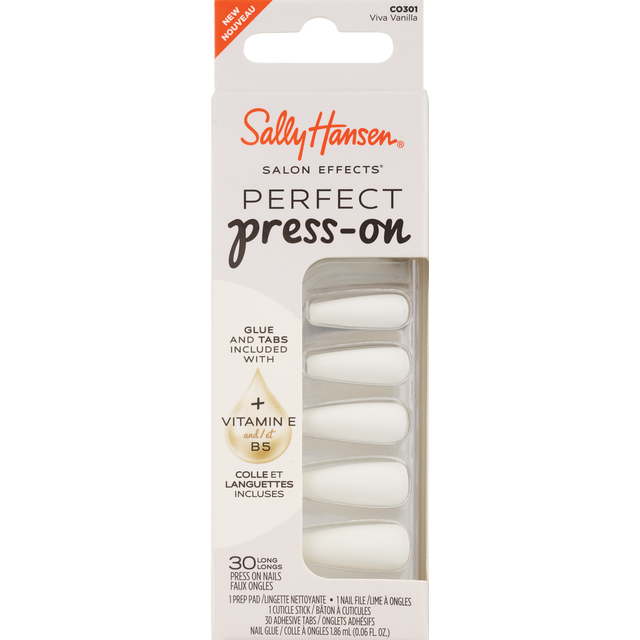 slide 1 of 1, SALLY HANSEN Sh Perfect Press On Viva, Vanilla, 1 ct