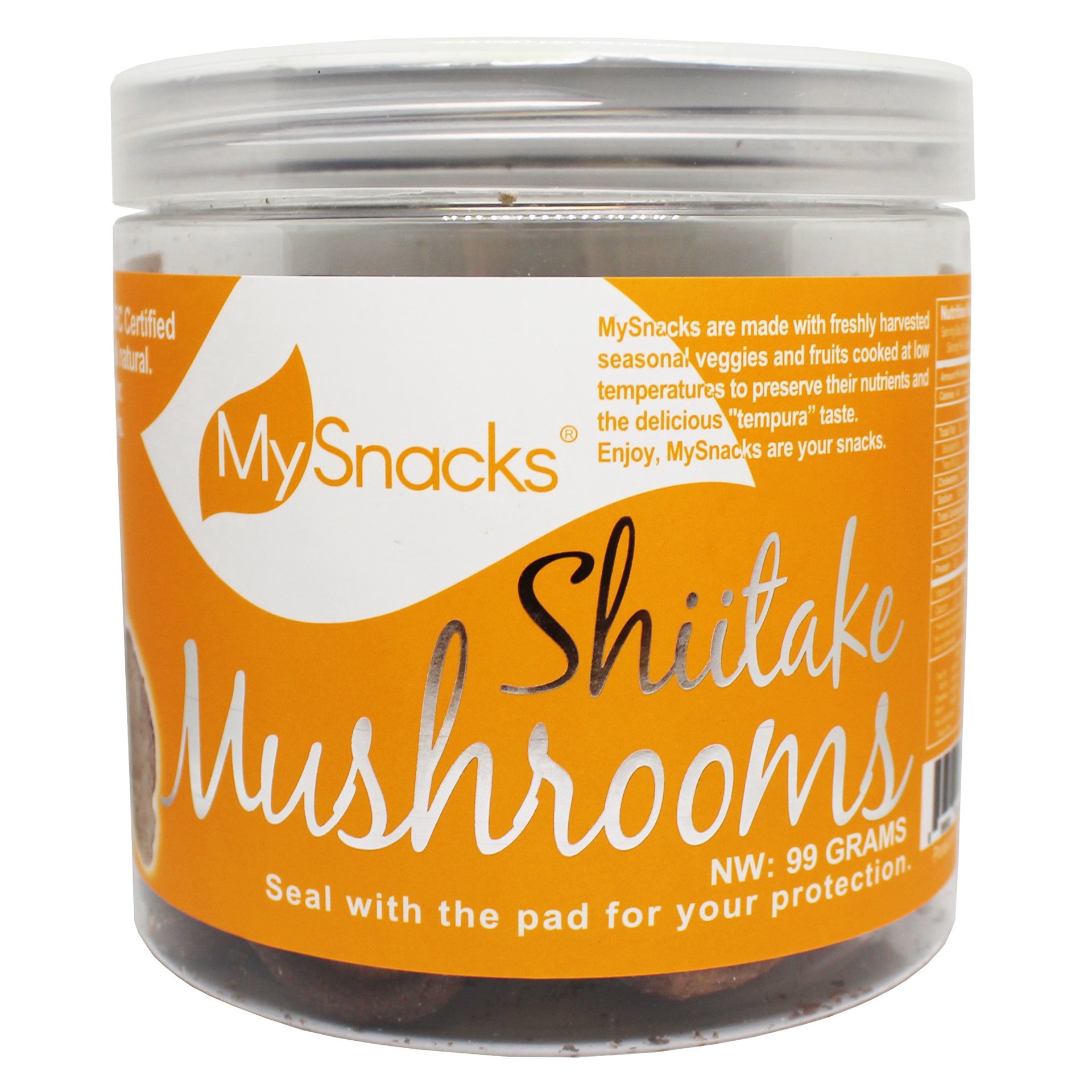 slide 1 of 1, MySnacks Shiitake Mushrooms, 99 gram