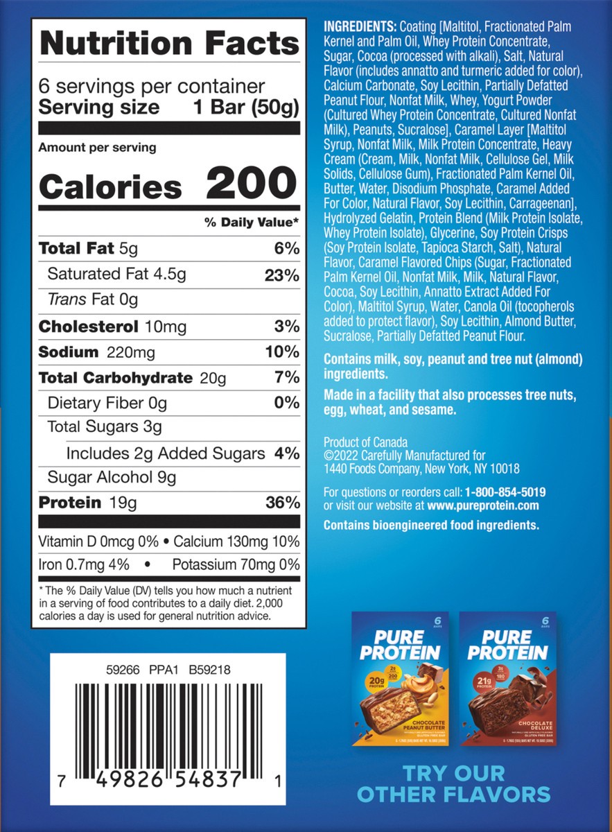 slide 2 of 15, Pure Protein Bars, Chocolate Salted Caramel, 19 g Protein, 1.76 oz, 6 ct, 6 ct