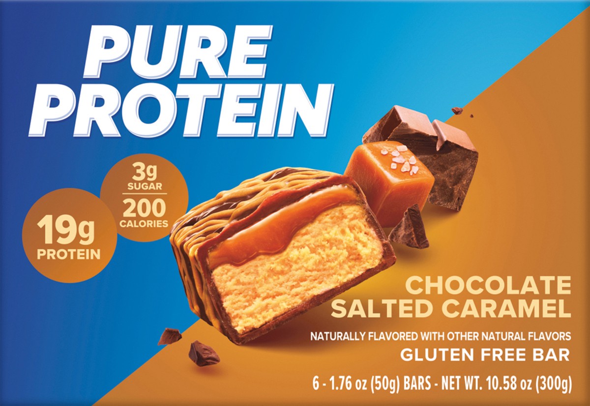 slide 6 of 15, Pure Protein Bars, Chocolate Salted Caramel, 19 g Protein, 1.76 oz, 6 ct, 6 ct