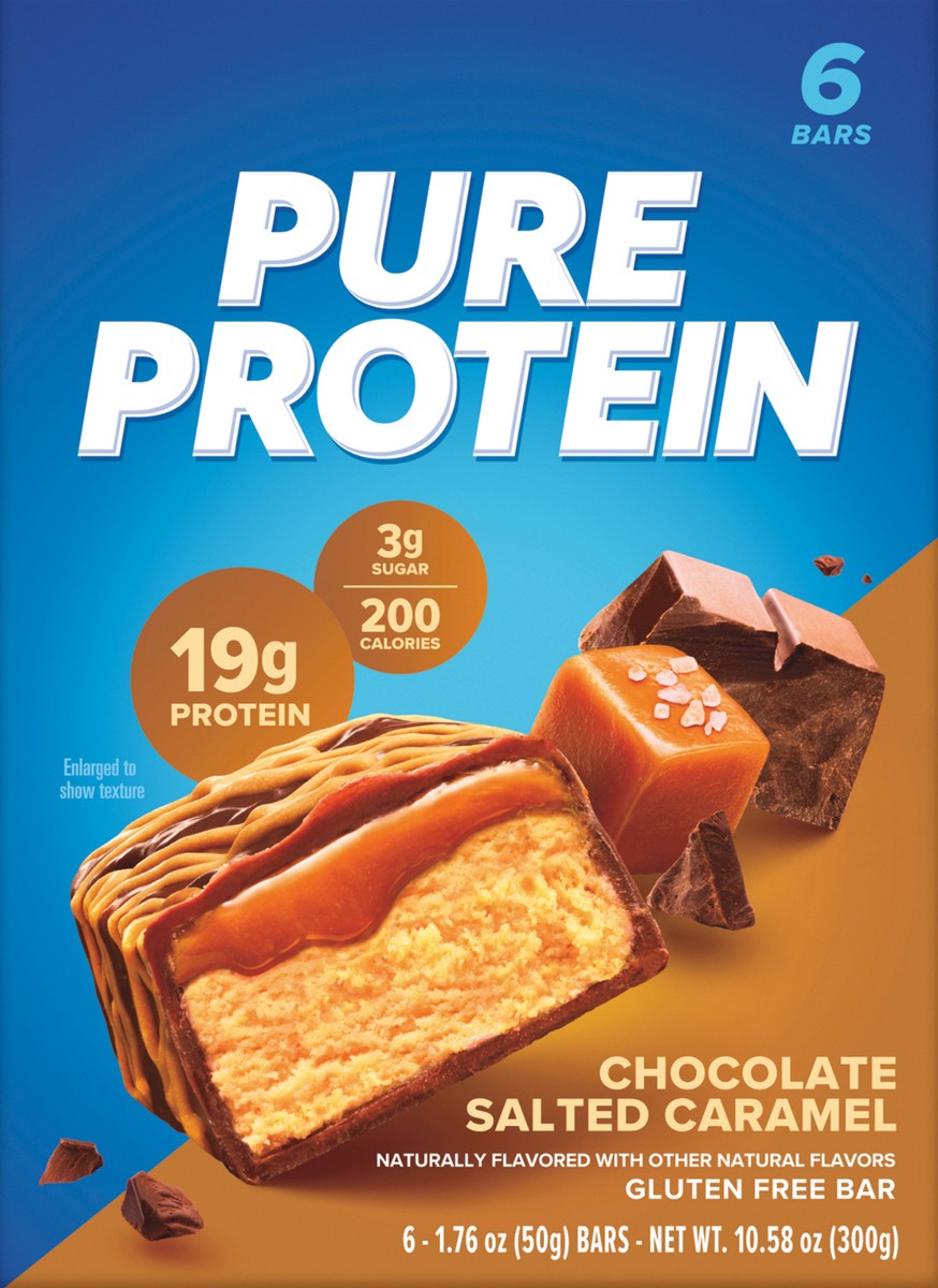 slide 9 of 15, Pure Protein Bars, Chocolate Salted Caramel, 19 g Protein, 1.76 oz, 6 ct, 6 ct