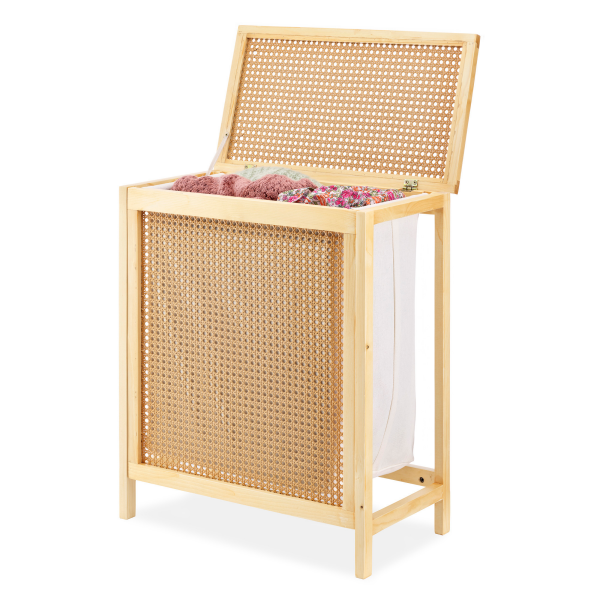 slide 8 of 21, Whitmor Cane Natural Hamper with Lid, 1 ct