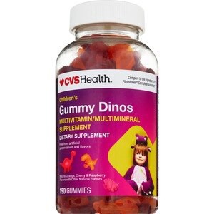 slide 1 of 1, CVS Health Gummy Dinos Orange Cherry Raspberry Family Size, 190 ct