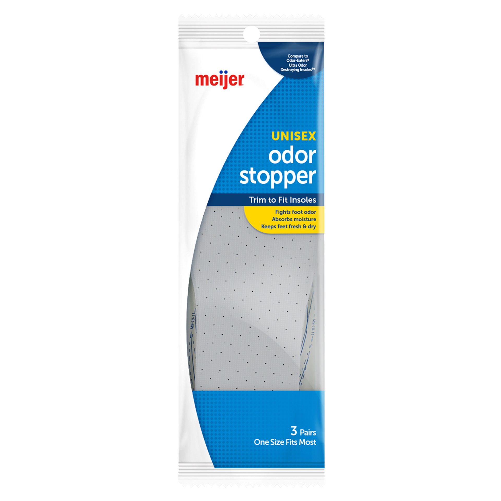 slide 1 of 3, Meijer Odor Stopper Insoles, 1 Size Fits Most, 3 Pairs, 1 ct
