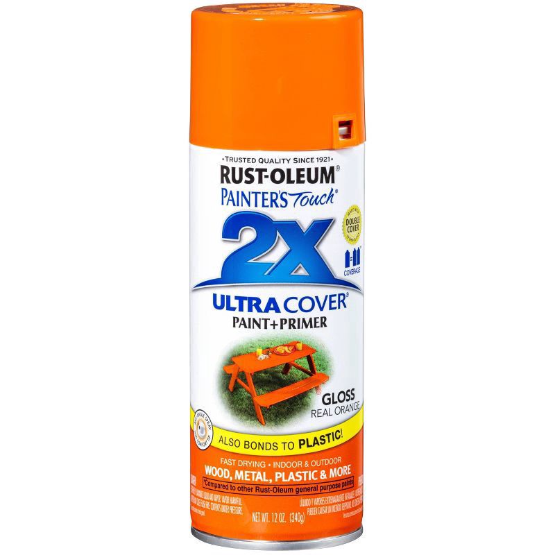 slide 4 of 13, Rust-Oleum 12oz 2X Painter's Touch Ultra Cover Gloss Spray Paint Orange, 12 oz