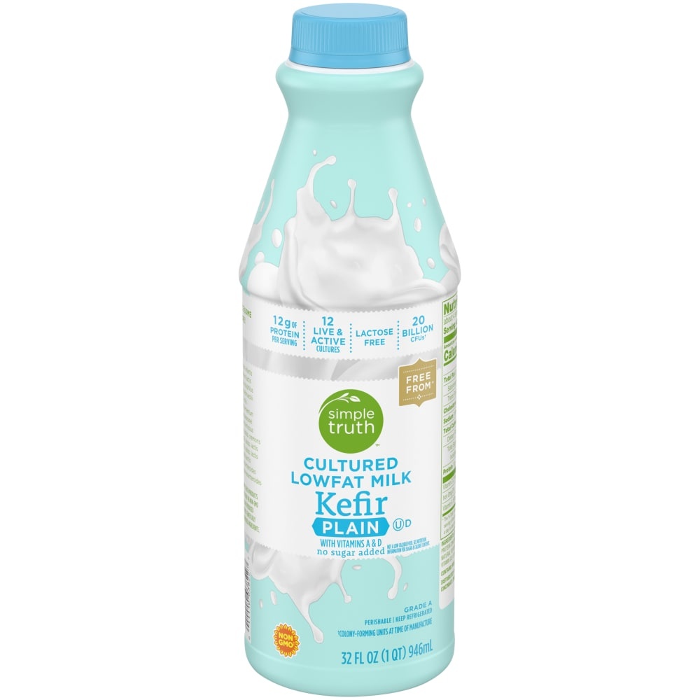 slide 1 of 1, Simple Truth Cultured Lowfat Plain Milk Kefir, 32 fl oz