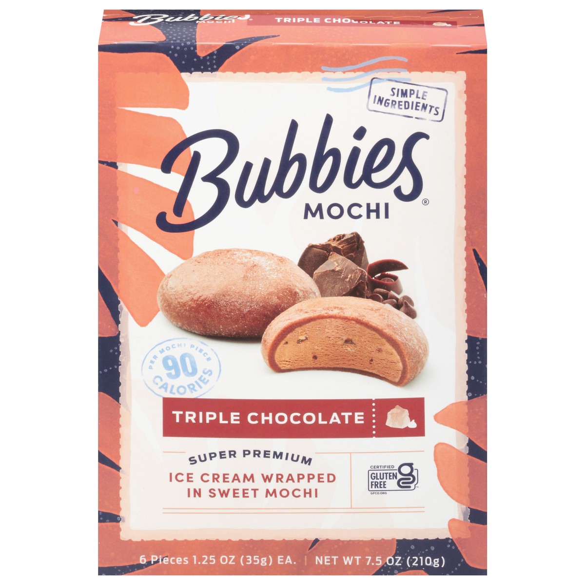 slide 1 of 9, Bubbies Triple Chocolate Mochi 6 - 1.25 oz ea, 6 ct