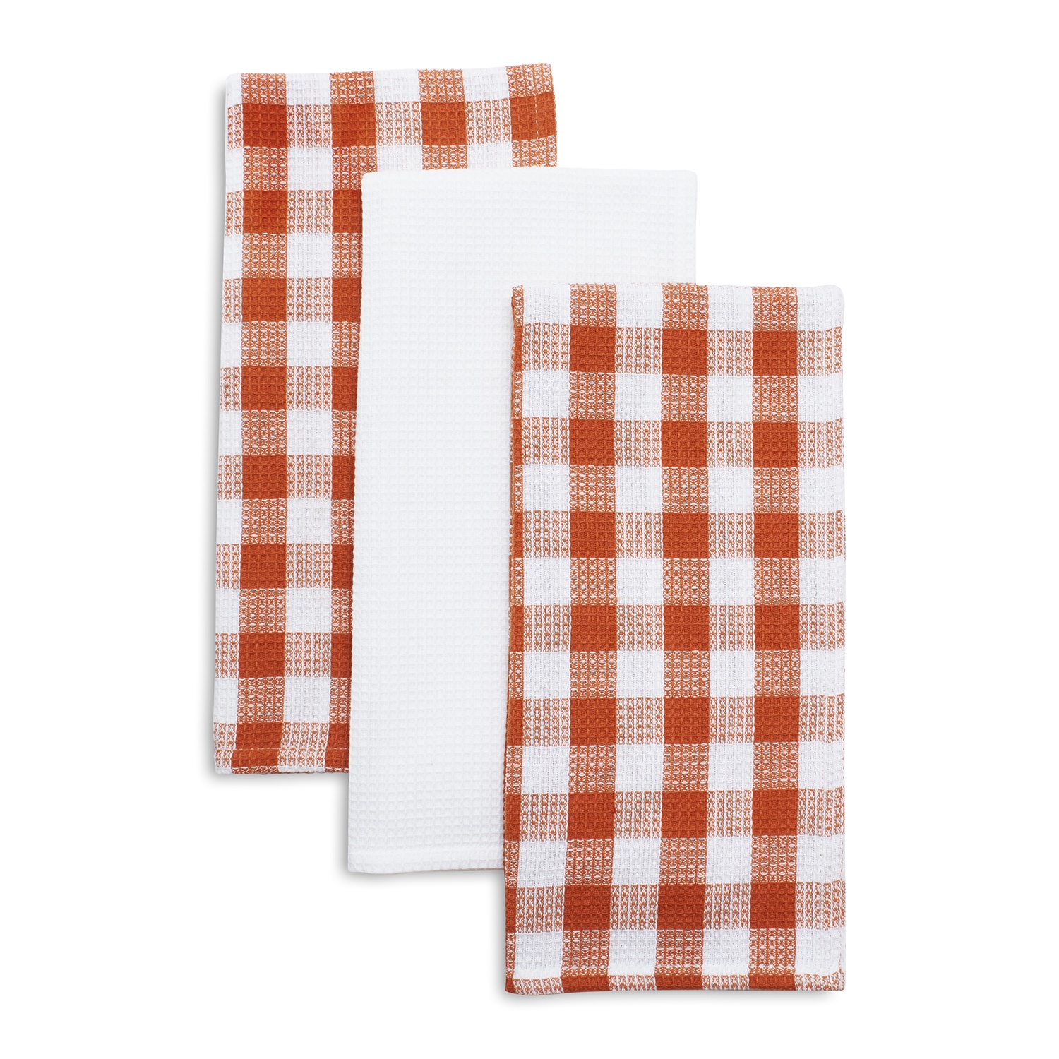 slide 1 of 1, Sur La Table Orange Check Kitchen Towels, 3 ct