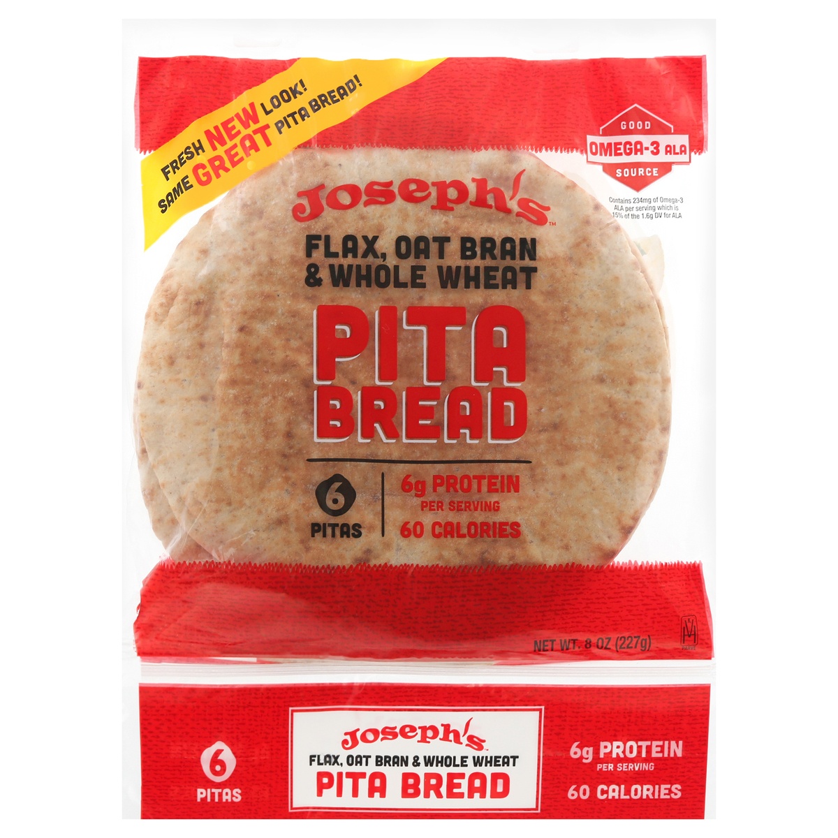 Joseph's Pita Bread Flax Oat Bran & Whole Wheat 8 oz | Shipt