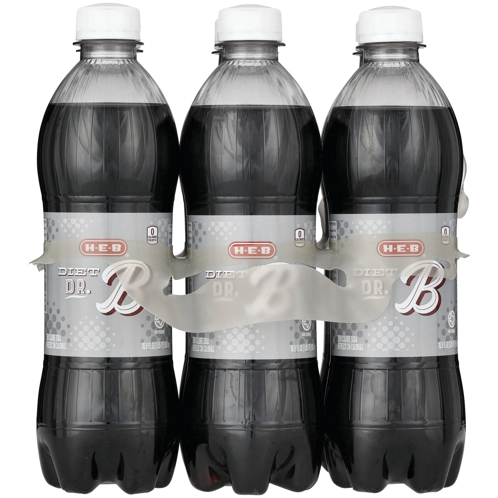 slide 1 of 1, H-E-B Diet Dr. B Soda 6 pk Bottles, 16.9 oz
