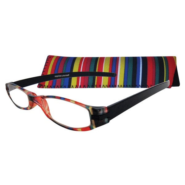 slide 1 of 1, Zoom Eyeworks Reading Eyewear, Expressions Neoprene Multi-Stripe, +1.50, 1 ct