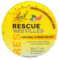 Bach Original Flower Remedies Rescue Orange & Elderflower Flavor Natural Stress Relief 35 Pastilles