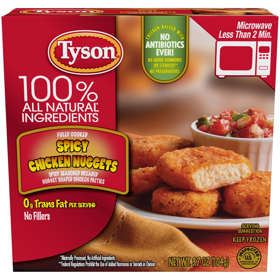 slide 1 of 1, Tyson Spicy Nuggets -Single Serve, 3.7 oz