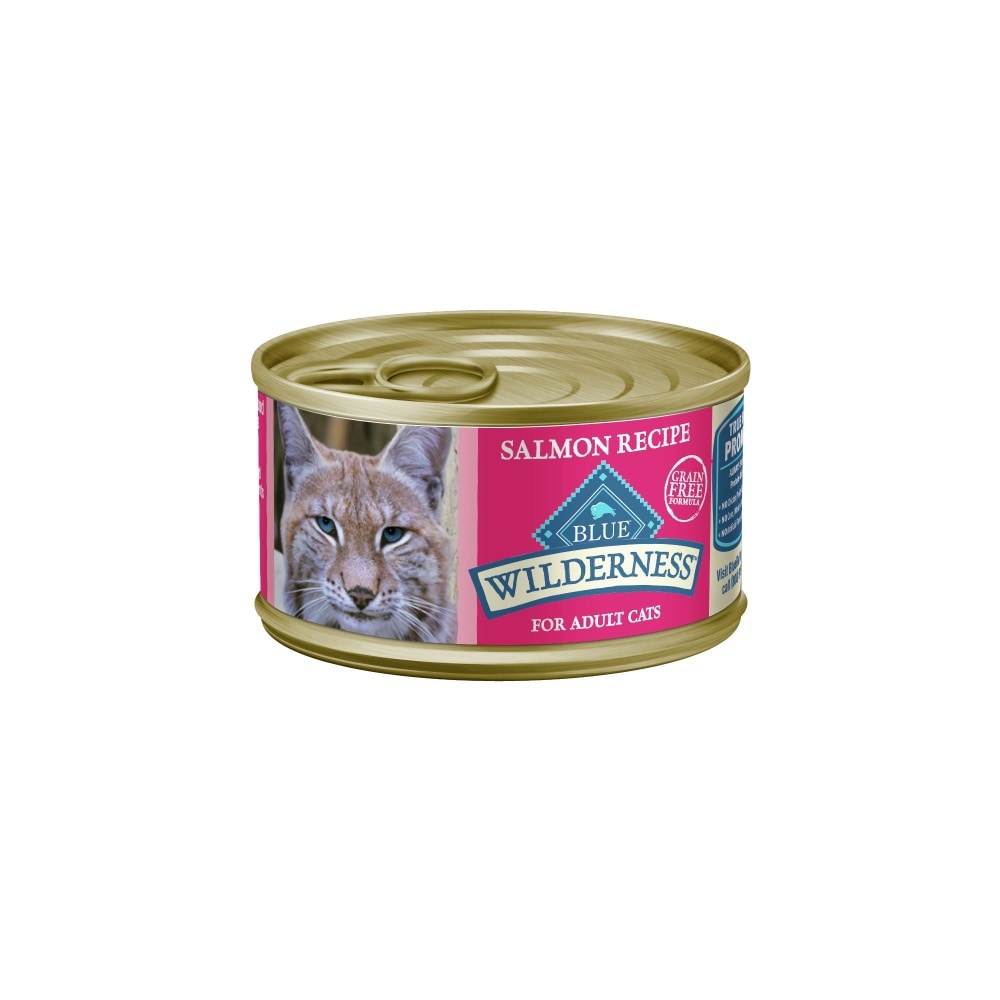 slide 1 of 1, Blue Buffalo Wilderness Grain Free Natural Adult Pate Wet Cat Food, Salmon, 3 oz