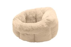Furhaven Luxury Fur Warm Small Pet Cuddler Bed - Cream