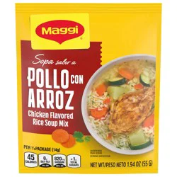 Maggi Sopa Sabor A Pollo Con Arroz Chicken Flavored Rice Soup Mix, Instant Soup Packets