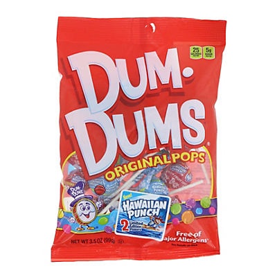 slide 1 of 1, Dum Dums Hawaiian Punch Original Candy Pops, 3.5 oz