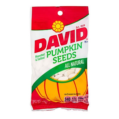slide 1 of 1, DAVID Roasted Salted Pumpkin Seeds, 2.25 oz