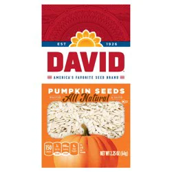 DAVID Seeds Salted and Roasted Pumpkin Seeds, Keto Friendly Snack, 2.25 OZ Bag