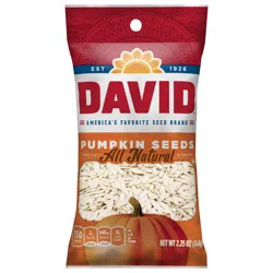 DAVID Seeds Salted and Roasted Pumpkin Seeds, Keto Friendly Snack, 2.25 OZ Bag