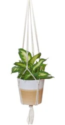 Primitive Planters ntique White Macramé Plant Hanger