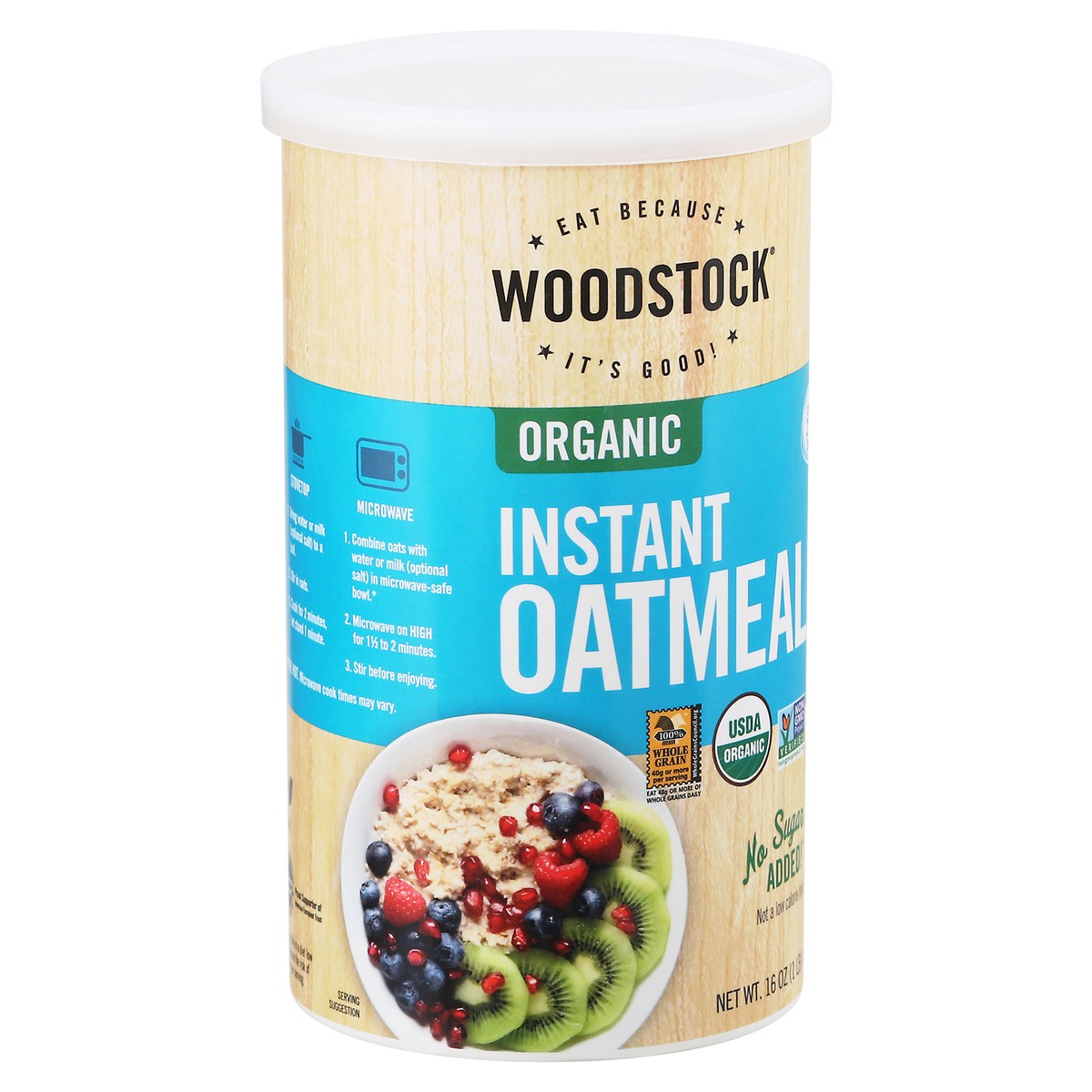 slide 2 of 9, Woodstock Organic Instant Oatmeal 16 oz Canister, 16 oz