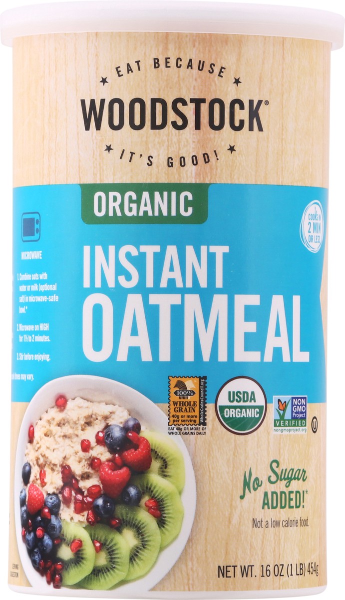 slide 6 of 9, Woodstock Organic Instant Oatmeal 16 oz Canister, 16 oz