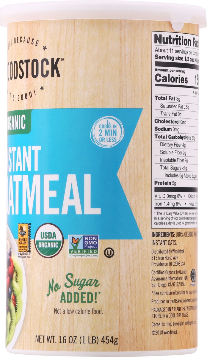 slide 8 of 9, Woodstock Organic Instant Oatmeal 16 oz Canister, 16 oz