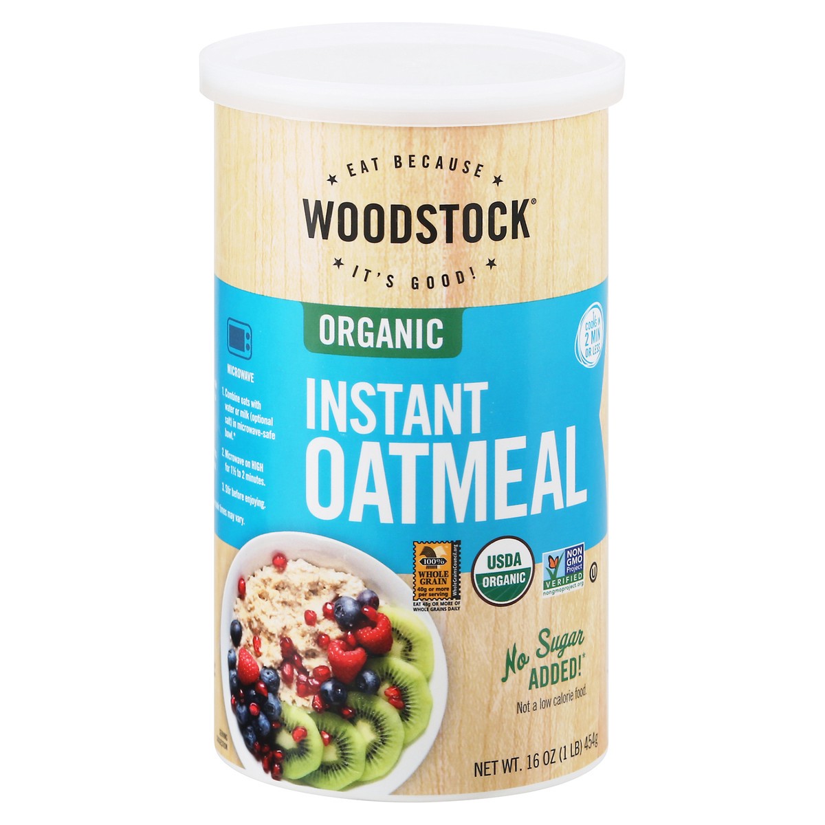 slide 1 of 9, Woodstock Organic Instant Oatmeal 16 oz Canister, 16 oz