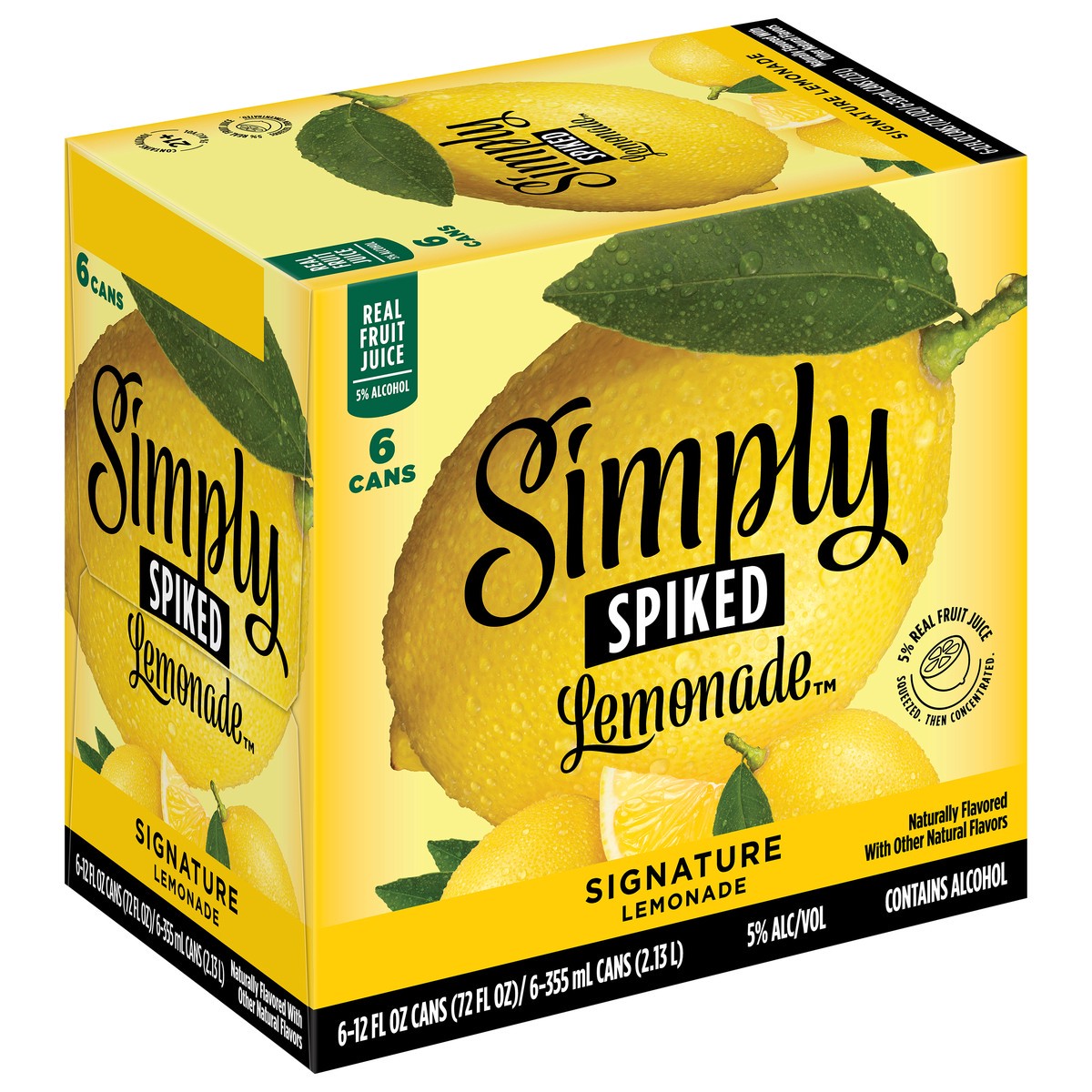 slide 4 of 9, Simply Spiked Hard Lemonade, 6 Pack, 12 fl oz Cans, 5% ABV, 12 fl oz