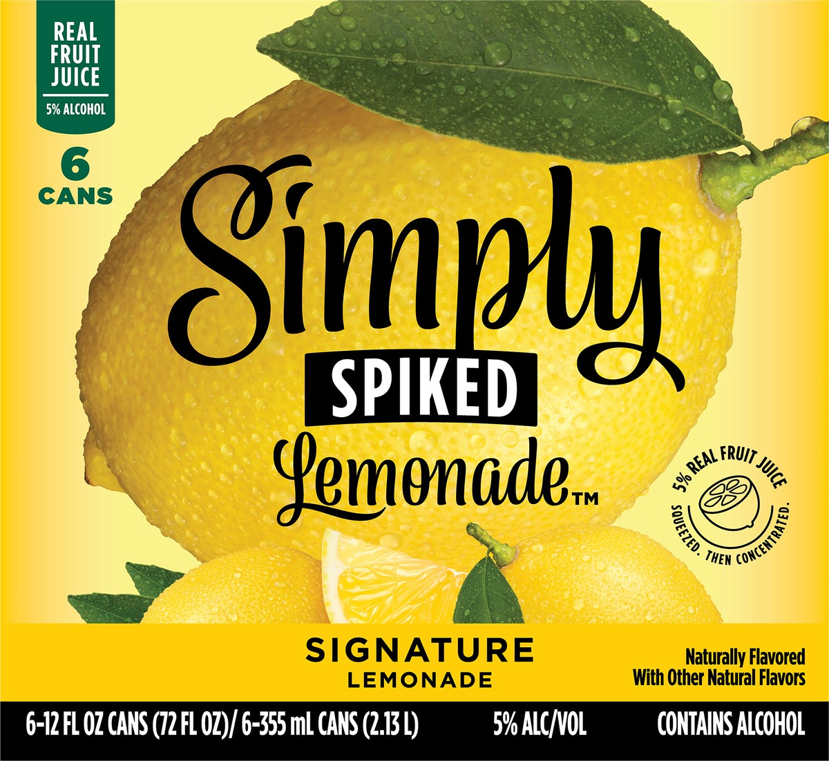 slide 3 of 9, Simply Spiked Hard Lemonade, 6 Pack, 12 fl oz Cans, 5% ABV, 12 fl oz