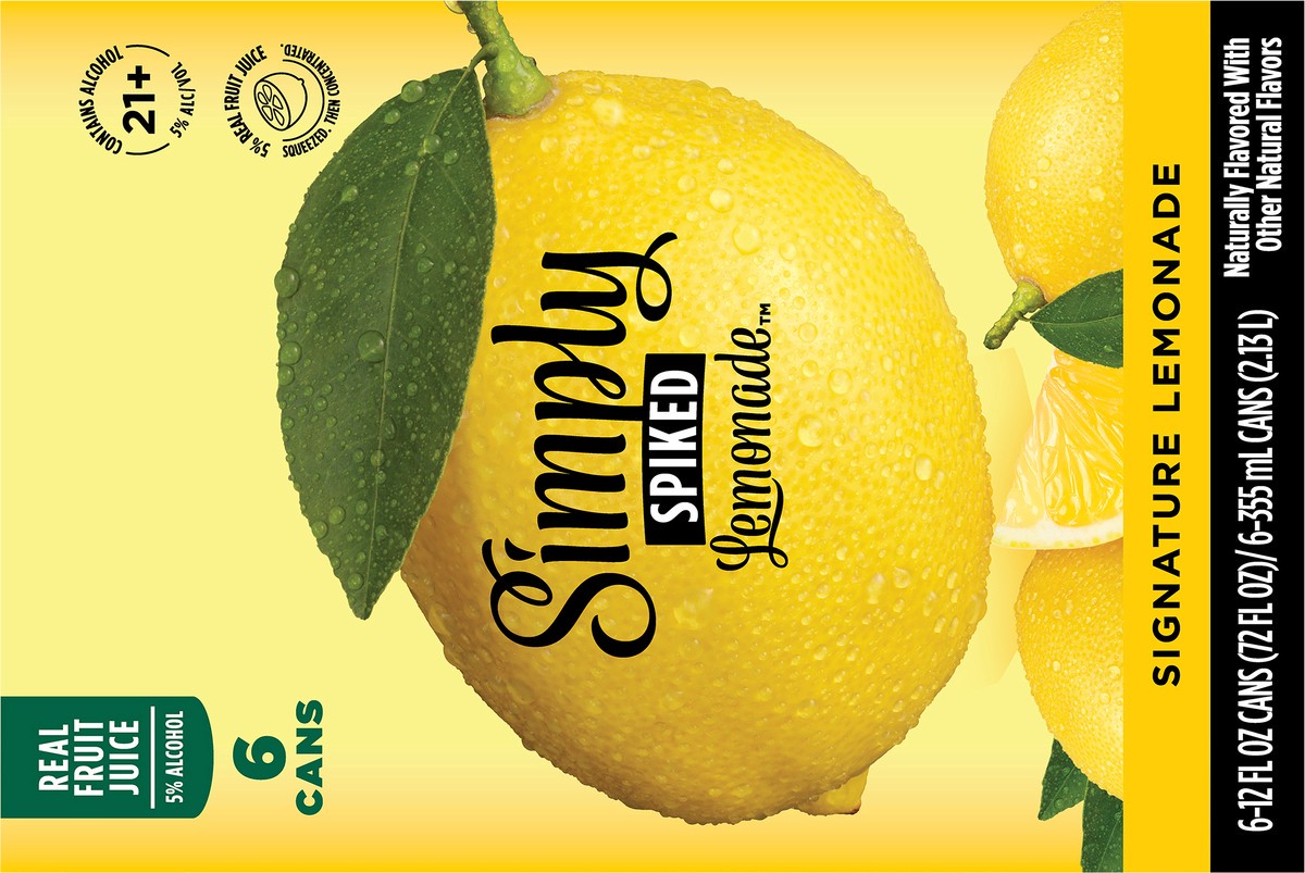 slide 7 of 9, Simply Spiked Hard Lemonade, 6 Pack, 12 fl oz Cans, 5% ABV, 12 fl oz