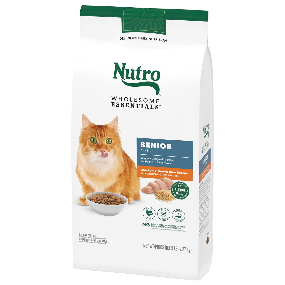 slide 4 of 16, Nutro Wholesome Essentials Senior 7+ Years Chicken & Brown Rice Recipe Cat Food 5 lb, 5 lb