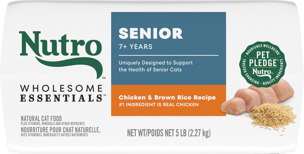 slide 12 of 16, Nutro Wholesome Essentials Senior 7+ Years Chicken & Brown Rice Recipe Cat Food 5 lb, 5 lb