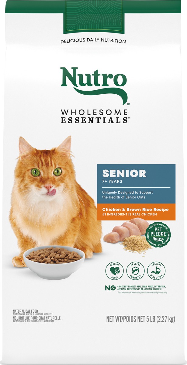 slide 13 of 16, Nutro Wholesome Essentials Senior 7+ Years Chicken & Brown Rice Recipe Cat Food 5 lb, 5 lb