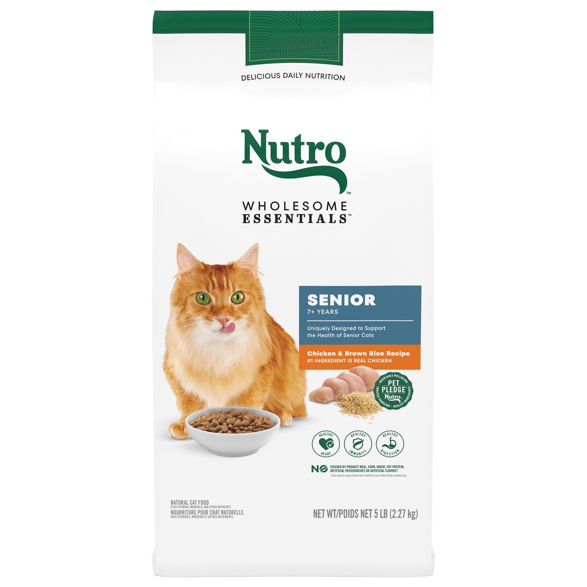 slide 6 of 16, Nutro Wholesome Essentials Senior 7+ Years Chicken & Brown Rice Recipe Cat Food 5 lb, 5 lb