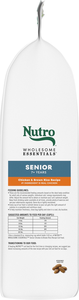 slide 8 of 16, Nutro Wholesome Essentials Senior 7+ Years Chicken & Brown Rice Recipe Cat Food 5 lb, 5 lb