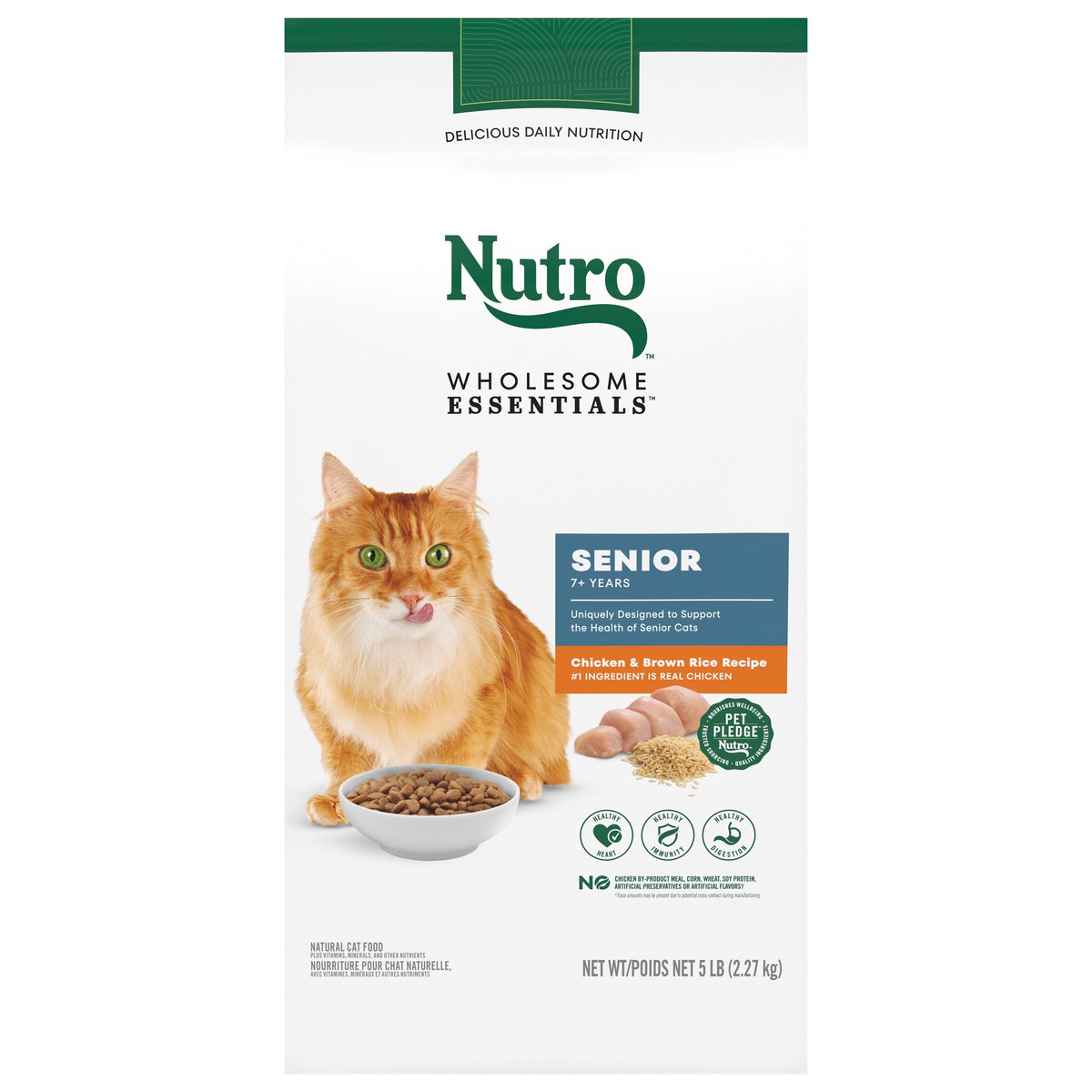 slide 1 of 16, Nutro Wholesome Essentials Senior 7+ Years Chicken & Brown Rice Recipe Cat Food 5 lb, 5 lb
