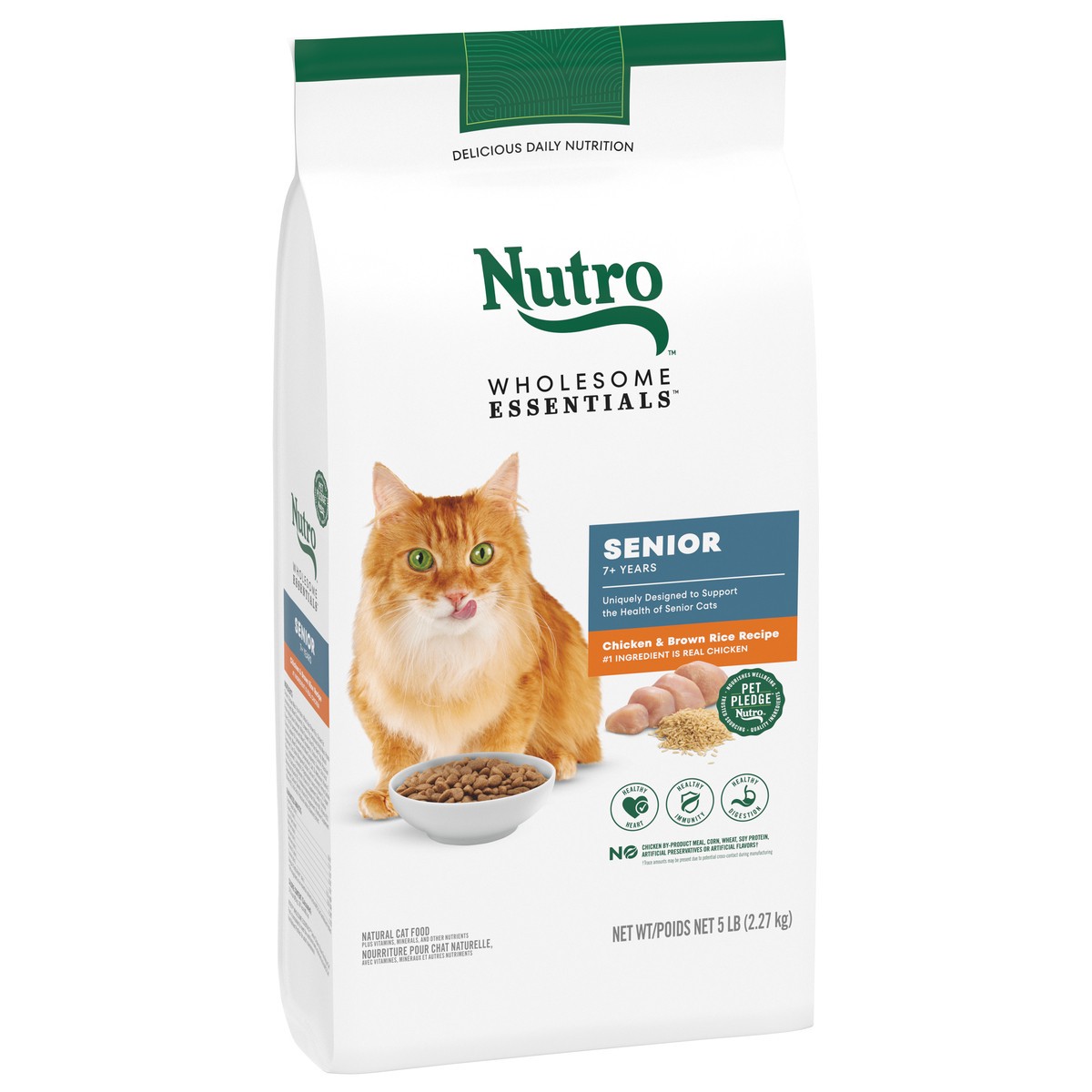 slide 2 of 16, Nutro Wholesome Essentials Senior 7+ Years Chicken & Brown Rice Recipe Cat Food 5 lb, 5 lb