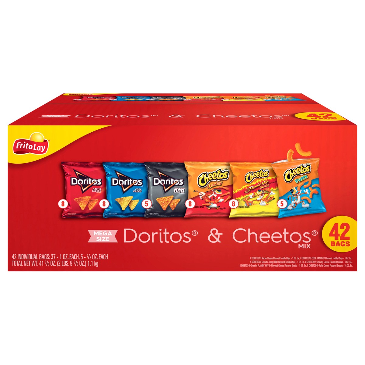 slide 1 of 13, Frito-Lay Frito Lay Snack Doritos & Cheetos Mix Variety Pack, 41 3/8 Oz, 42 Count, 41.375 oz