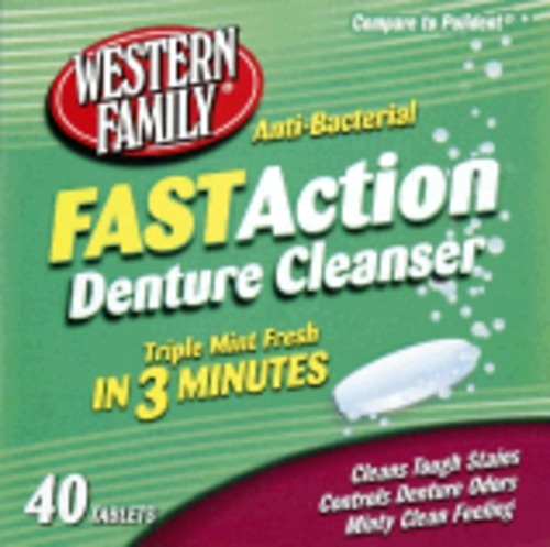 slide 1 of 1, Western Family Dbl Actn Denture Clean, 1 ct