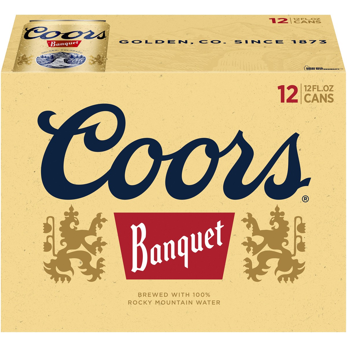 slide 1 of 9, Coors Banquet Lager Beer, 5% ABV, 12-pack, 12-oz beer cans, 12 ct; 12 fl oz