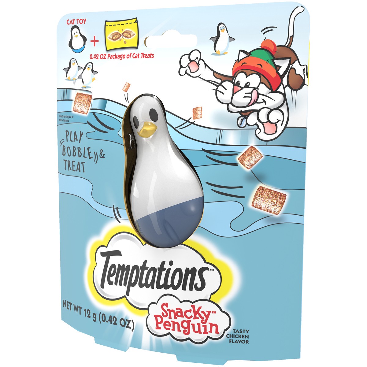 slide 3 of 9, Temptations Snacky Penguin Cat Treats, 4 ct