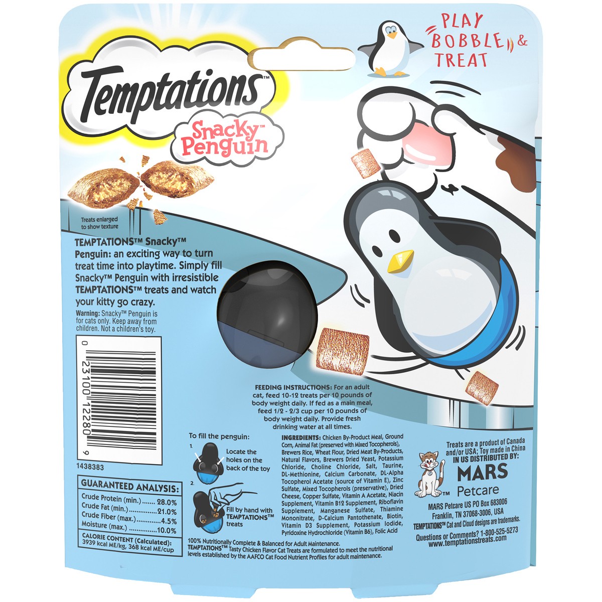 slide 5 of 9, Temptations Snacky Penguin Cat Treats, 4 ct